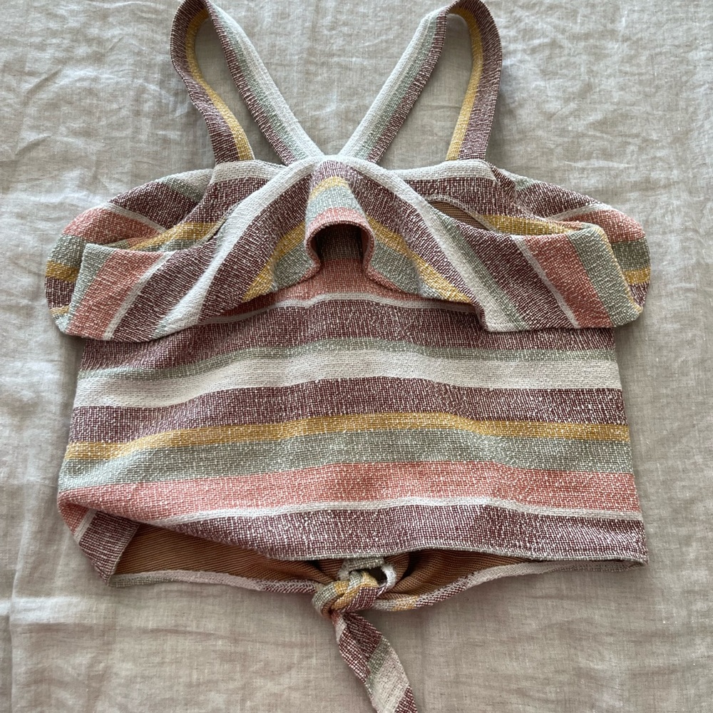 Madewell Texture & Thread Striped Ruffle Tank Top, medium - Picture 6 of 6